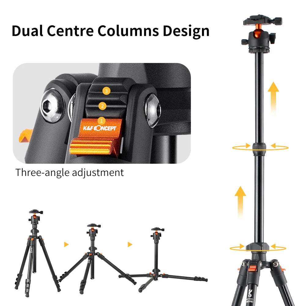 Camera Tripod Stand for DSLR Cameras  Photography Tripod Carry Bag Aluminum Alloy 160cm Payload 8kg Low Angle